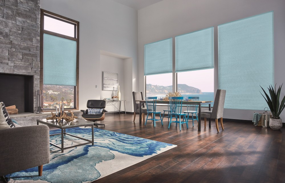 1/2" Double Cell Cellular Shades with Motorized Lift: Splendor, Endless Summer 1556